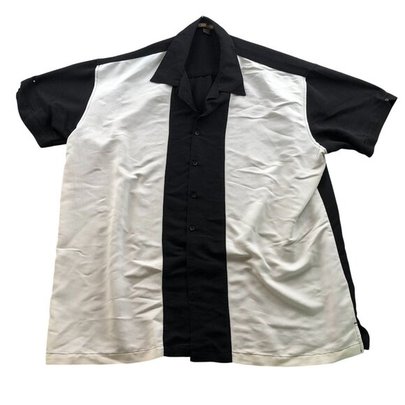 Harriton Mens Shirt Size 3XL Short Sleeve Colorblock Black White Button Up Casua - Picture 1 of 9